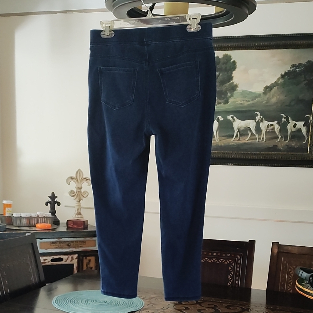 Time and Tru Blue Jeggings Capri High-Rise, Stretch Size M (8-10)